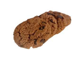 chocolate chip cookies on white background