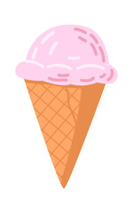 Pink ice-cream in waffle cone