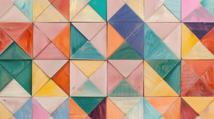 Fototapeta premium Colorful geometric wood puzzle themed wallpaper