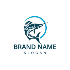 Marlin fish logo design template, fishing symbol