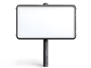 Obraz premium Street Sign, Rectangular and Square Shaped, Nailed to a Post, on a White Background, Abstract Image for Advertising Campaigns, Creatives, Advertisements.