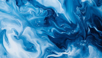 Obraz premium Abstract Blue Swirls Acrylic Pour Painting