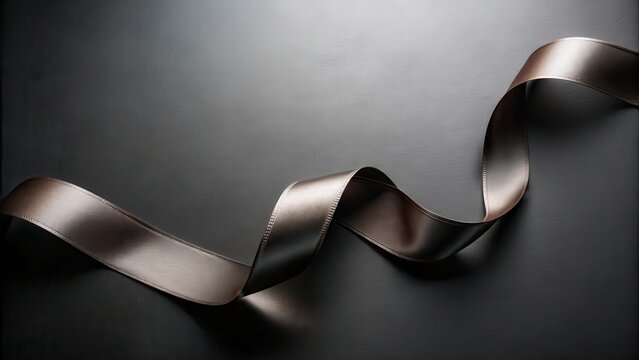 Unbound ribbon on black background , sophisticated, dark background,  sophisticated, dark background