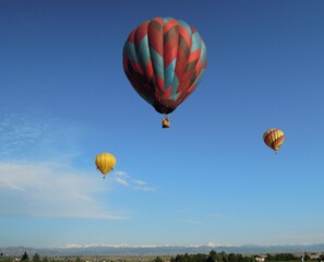 Hot air balloons flying in the sky, Erie, Colorado