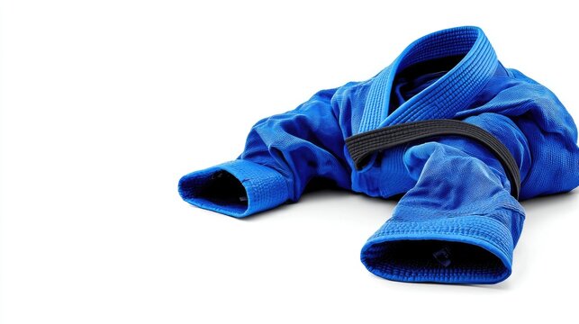 Blue Jiu-Jitsu Gi uniform folded on white background.