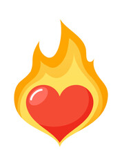 Burning Valentine's heart vector illustration