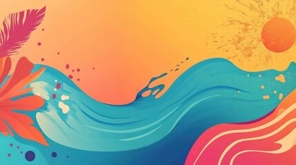 Vibrant summer wave abstract art.