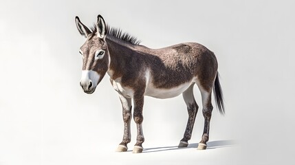 Obraz premium A Brown Donkey Stands Against A White Background