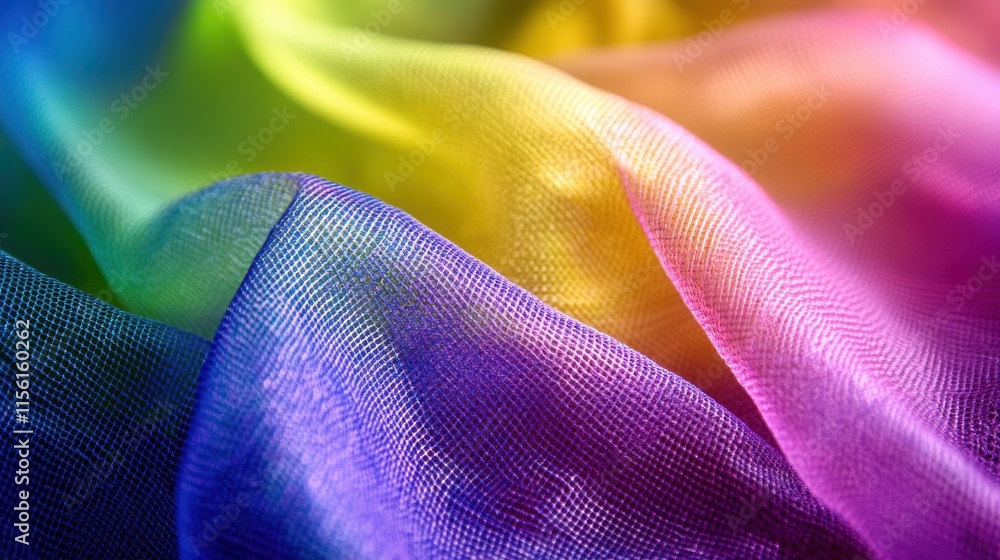 Aufkleber colorful silk fabric draped in a wave pattern creating a vibrant display
