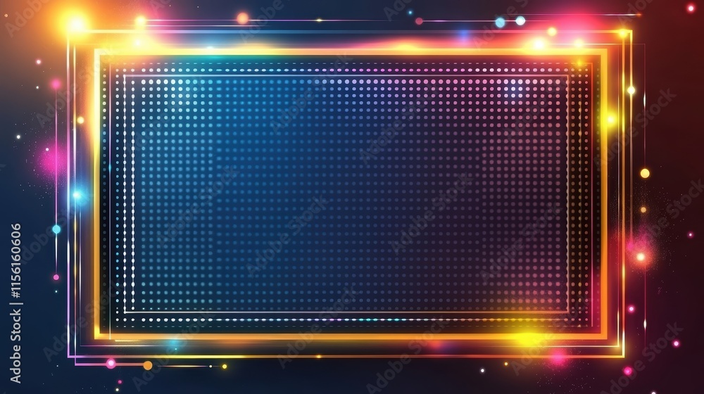 Poster bright and colorful background with lights and vibrant patterns for design