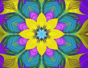 Kaleidoscope Flower Design in Spring Colors AI