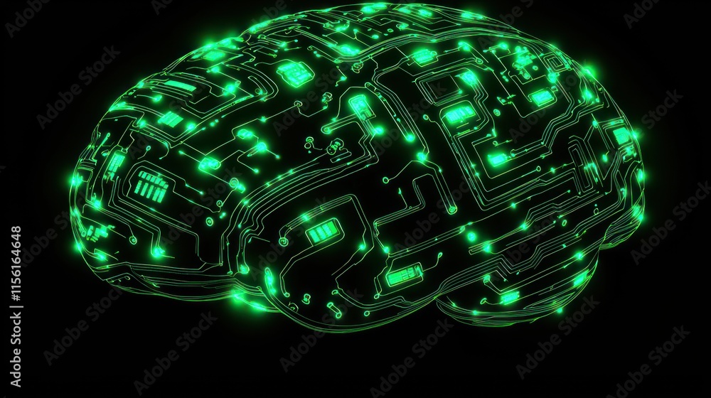 Aufkleber digital brain: a glowing circuit board representing artificial intelligence