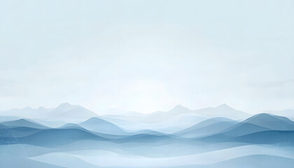 Serene Blue Mountains Under a Pale Sky