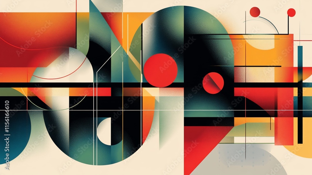 Poster Abstract geometric art with vibrant colors and shapes. (2)