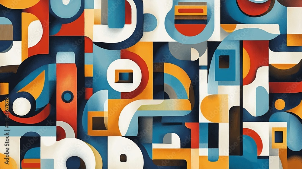 Poster Abstract geometric shapes in vibrant colors, creating a dynamic and modern design.
