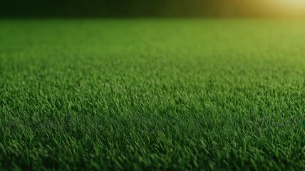Fototapeta premium A lush green grass field illuminated by soft sunlight, creating a serene and vibrant natural atmosphere.