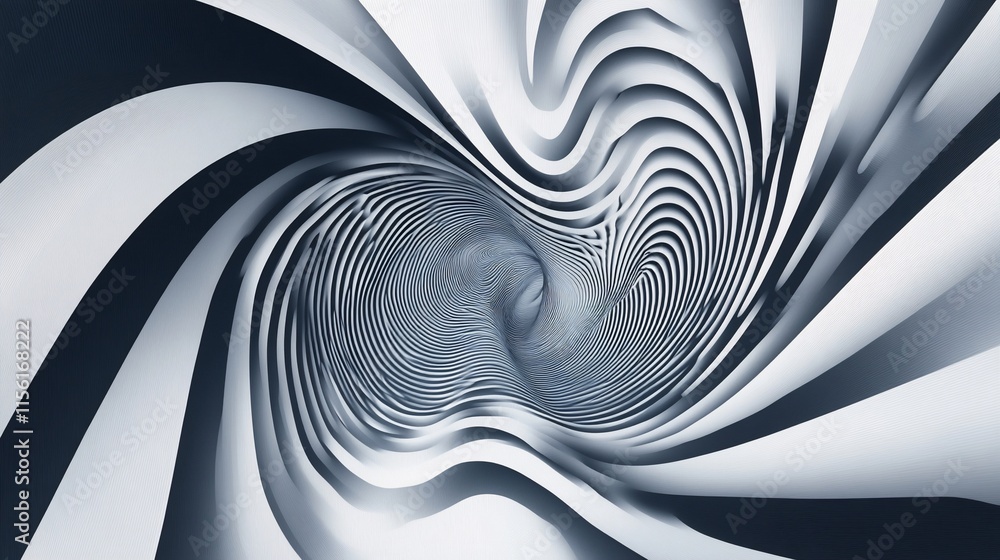 Aufkleber Abstract swirling black and white pattern creating a vortex or tunnel effect.