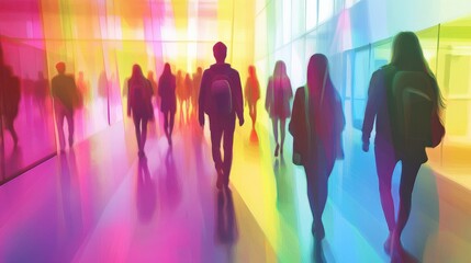 Fototapeta premium Vibrant Campus Life with Students in Soft Light