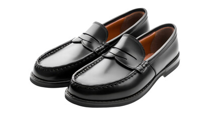 Black leather men’s shoes, transparent background