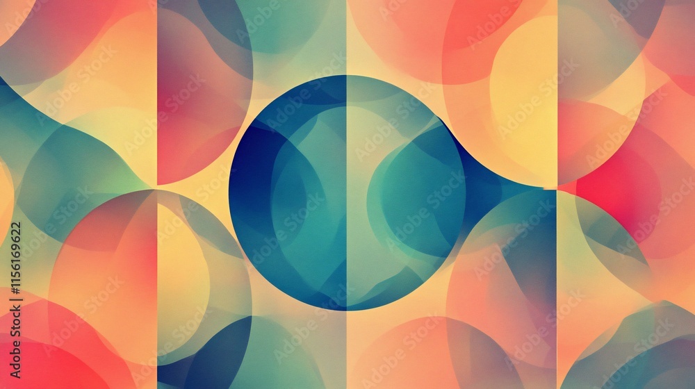 Poster Abstract background with overlapping translucent circles in warm and cool tones.