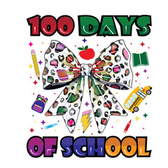 100 days of school Dotted Coquette bow svg png, 100th day of school kindergarten svg png, 100 days gamer construction of school, polka dot