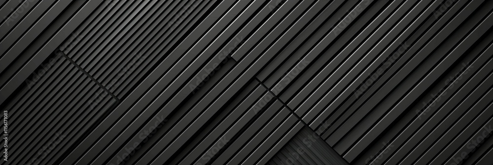Poster abstract black geometric pattern with angled lines creating depth and texture.