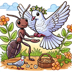 Moral Story Ant and Dove, Ant save Dove from Hunter
