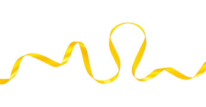 Abstract wavy yellow ribbon isolated