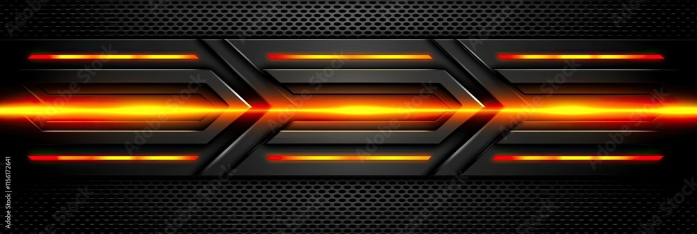 Aufkleber abstract design featuring glowing lines and geometric shapes on a textured dark background.