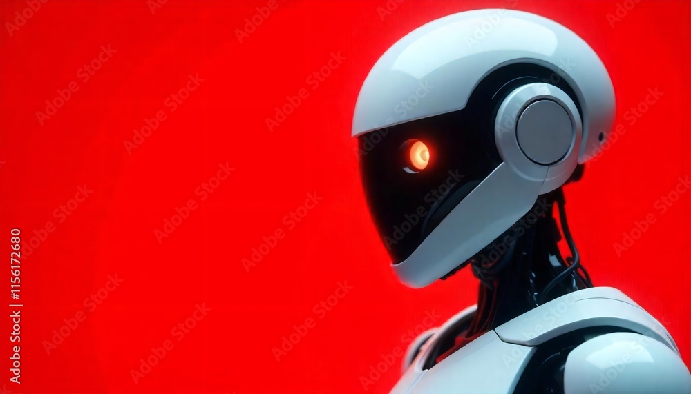 Poster futuristic robot ai artificial intelligence technology red background