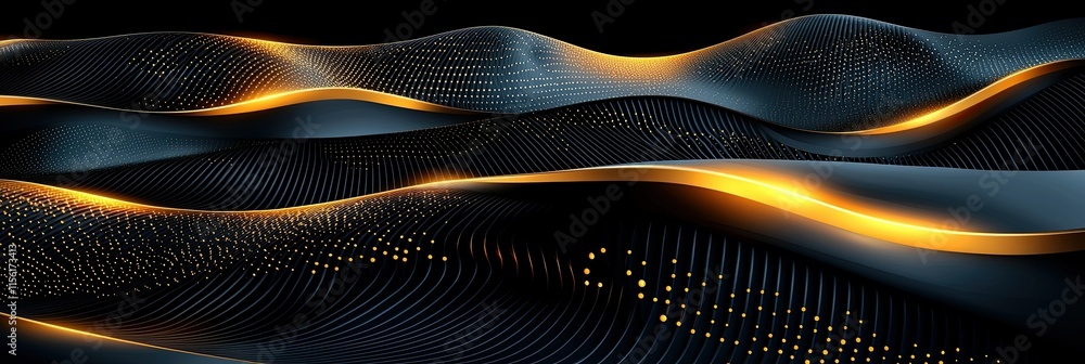Aufkleber abstract digital waves with glowing lines create a dynamic visual effect.