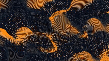 Abstract orange and black wave pattern