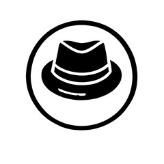 Black and White Fedora Icon  