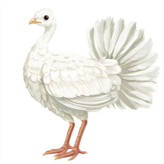 Fototapeta premium Elegant White Bird with Graceful Feathers, Captivating Posture, and Impressive Tail Displaying Natural Beauty and Charm in Botanical Setting