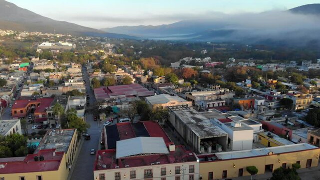 An ancient church in Jalpan de Serra, Queretaro. Mexico. Aerial Shot of Franciscan Mission of Jalpan