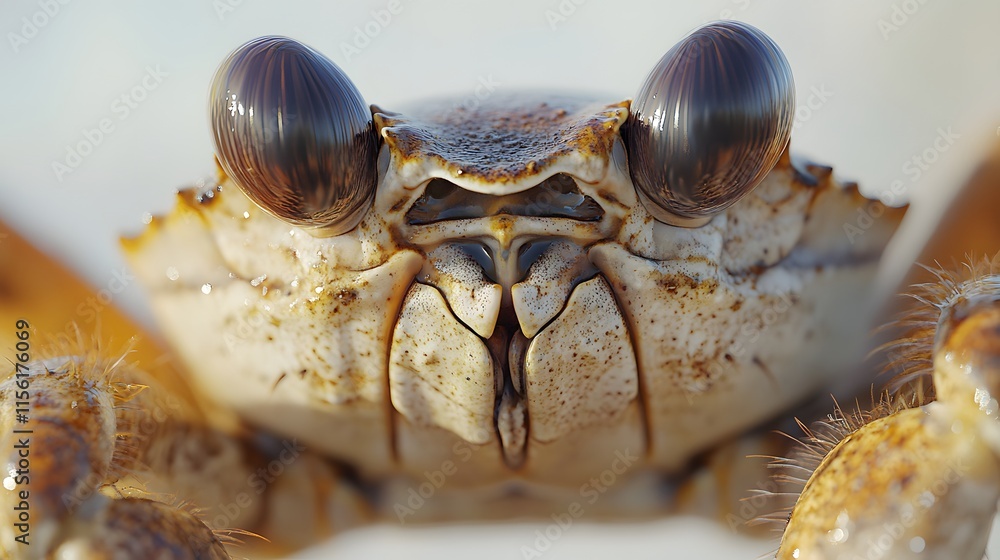 Poster closeup of a small crabs face showing intricate detail