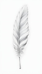 white goose feathers on white isolated background, crayon drawing