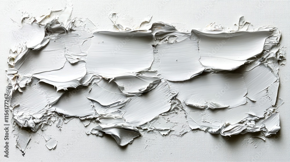 Poster abstract texture of white paint applied to a canvas, showcasing depth and layering.