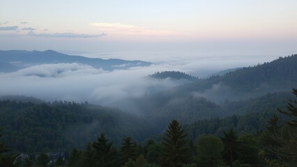 Misty Mountain Sunrise: A Serene Landscape