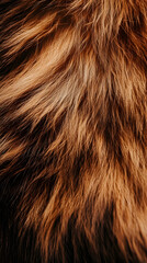 Fototapeta premium closeup of a Brown fluffy texture of faux fur as background. soft abstract textile fabric