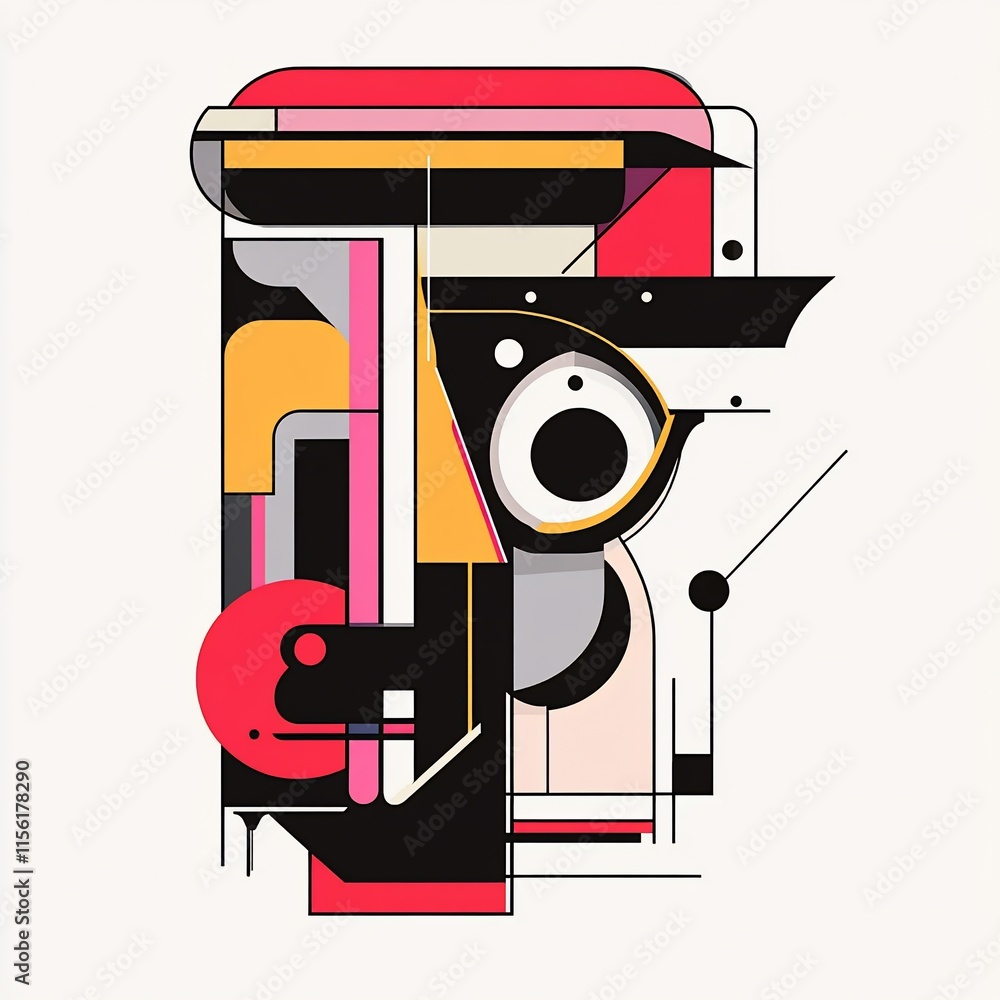 Poster Abstract geometric artwork featuring vibrant colors and bold shapes, creating a dynamic and modern composition.