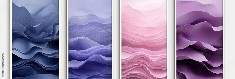 Poster abstract wave patterns in soft colors, suitable for backgrounds or digital designs.