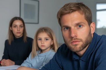 Fototapeta premium A doctor explaining a diagnosis to a patient and their family in a private consultation room