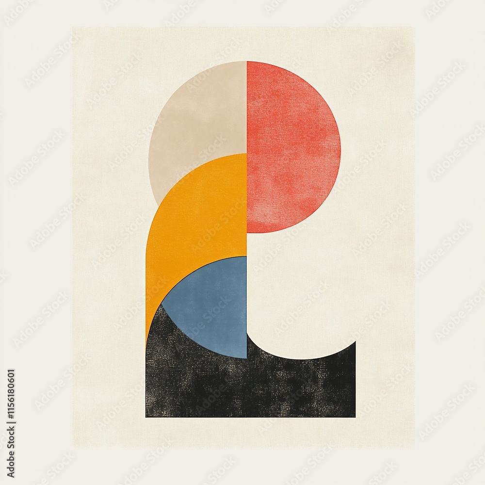 Aufkleber Abstract geometric art print with muted color palette and textured background.
