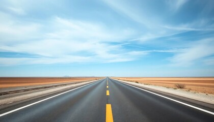 Fototapeta premium Open Road Desert Highway Blue Sky Travel Journey