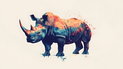 Fototapeta premium A Watercolor Style Illustration Of A Rhinoceros