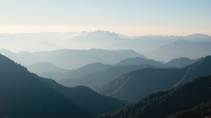 Fototapeta premium Misty Mountain Majesty: Layers of Blue Ridge Serenity