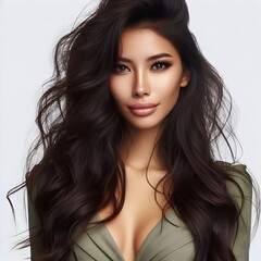 Naklejka premium A Bolivia beautiful Young woman fashion her hair style isolated 4K Bright Picture on white background 4