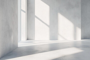 Fototapeta premium Blank wall with plant shadows and sunlight overlay