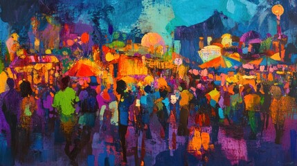 Vibrant festival scene filled with lively crowds.